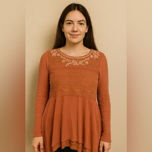 Knox Rose Women's Terracotta Lace Blouse